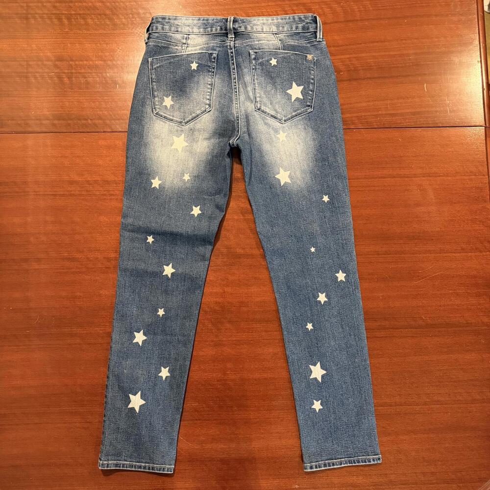 Bebe Heartbreaker Crop Stars Jeans Constellation Wash Embellished Rhinestone 28 - Picture 4 of 16